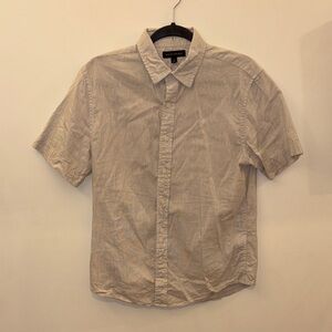 Banana Republic Light Tan White BlendCasual Button Down Shirt Linen Cotton Blend